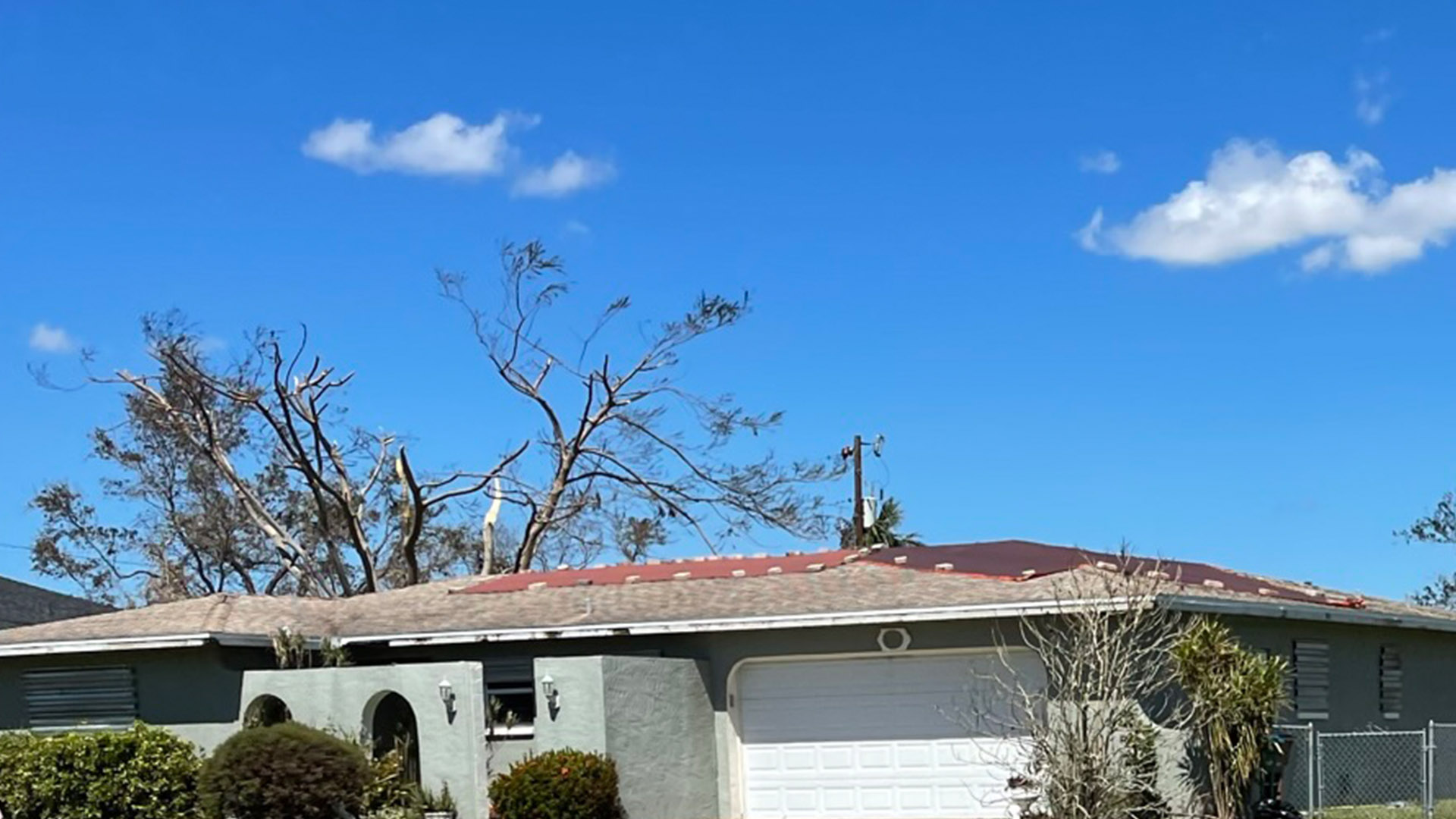 Hurricane Ian Rips Roof Shingles off of home